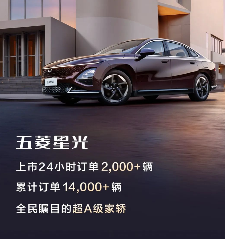 五菱星光车型上市24小时订单超2000辆，累计订单超1.4万辆